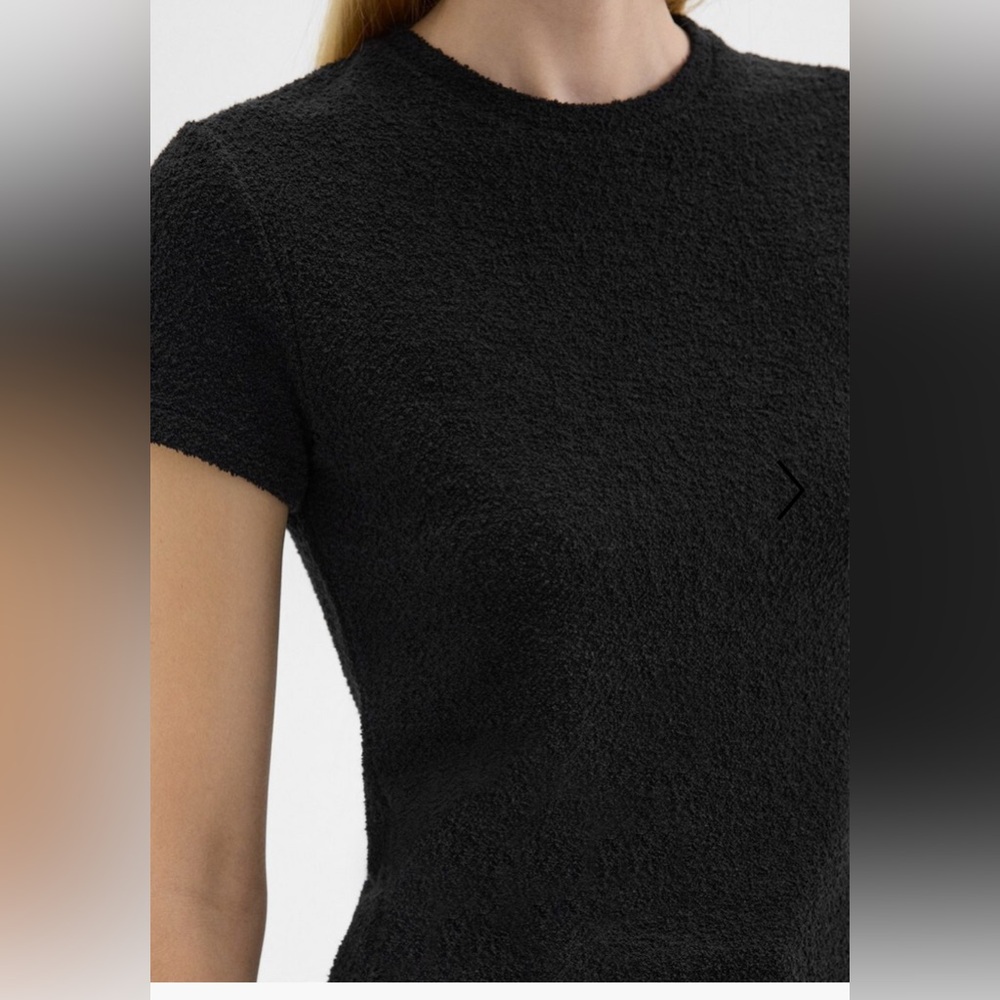 Theory Women’s Tiny Tee in Bouclé Jersey - Black - Picture 3 of 5